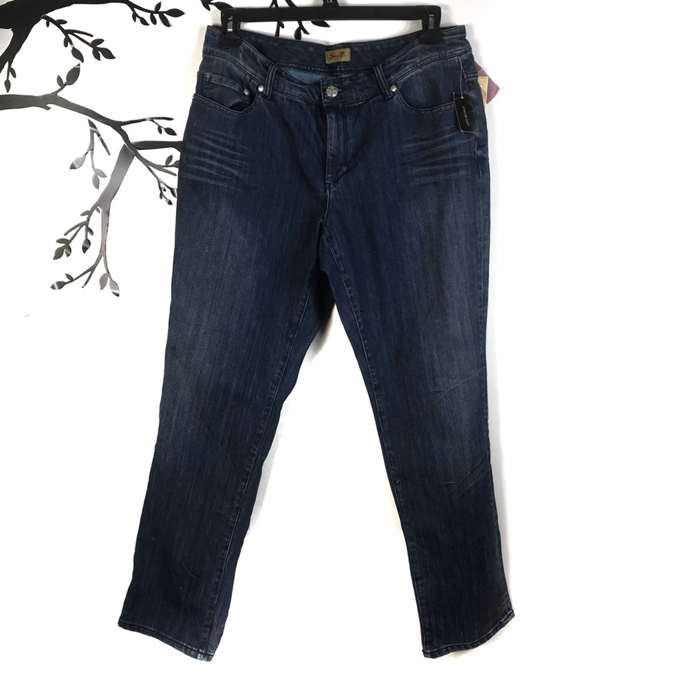 Seven7 Luxe Plus Distressed Dark Embellished Jeans